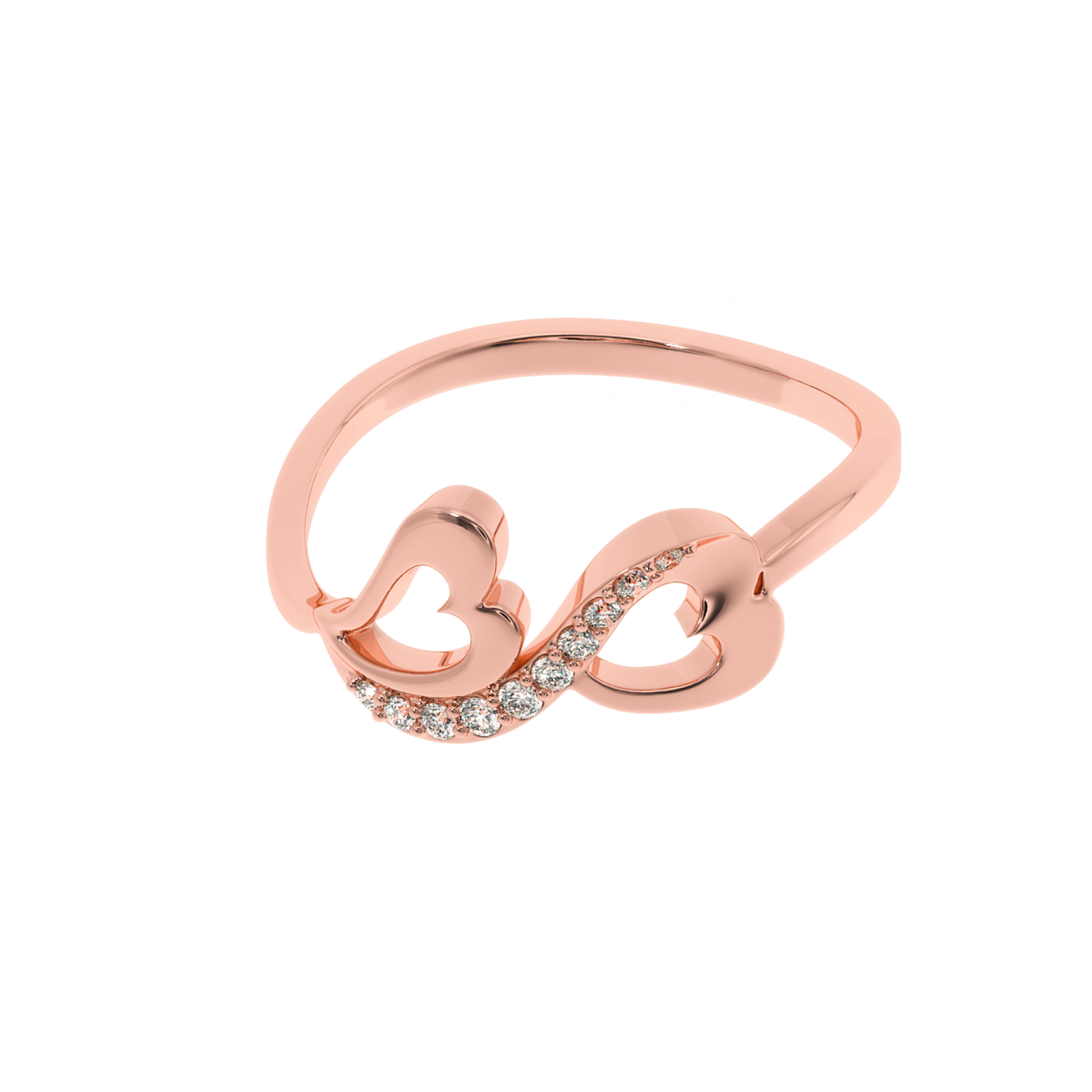 Solitairekart 0.09 CT Lab Diamond Connected Hearts Ring